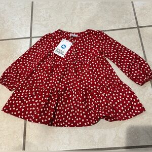 NWT Mayoral Red and White Polka Dot Fleece Lined Baby Dress Size 18 Mo